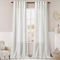 Off White Semi Sheer Linen Curtains 90 inch Length by Nanspring