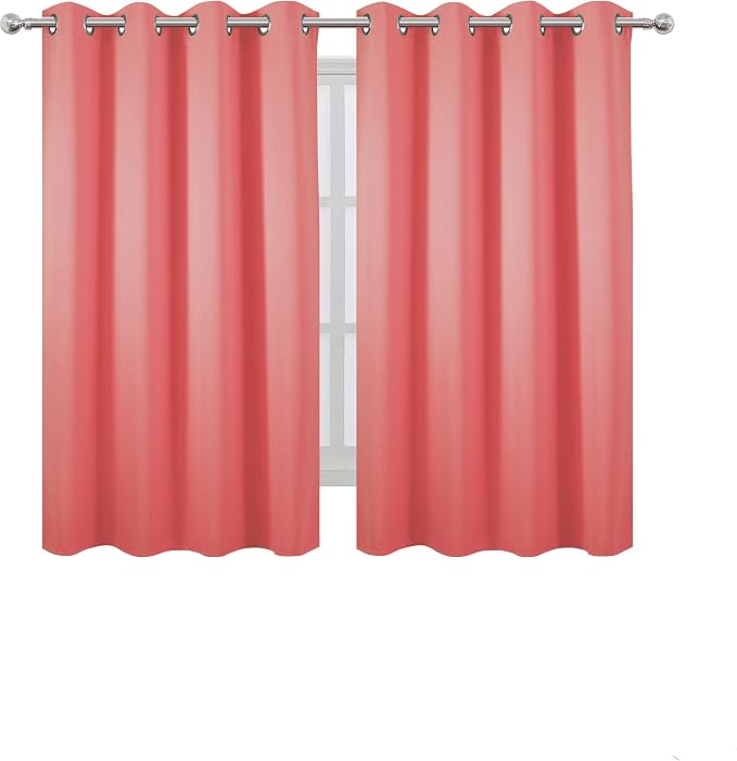 LEMOMO Coral Blackout Curtains 52 x 54 Inch Length/Set of 2 Curtain - Image 2