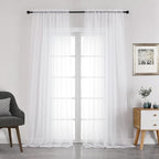 Chyhomenyc White Sheer Curtains 108 Inch Length 2 Panels Set, Extra Long Light by Chyhomenyc