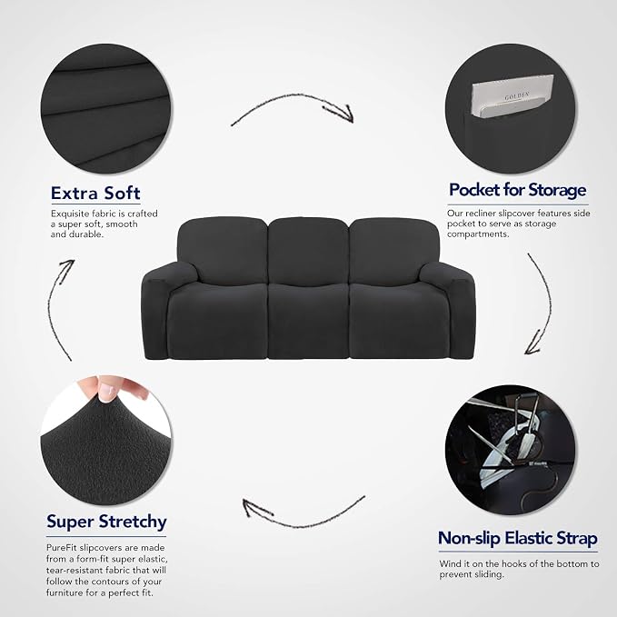 PureFit Super Stretch 3 Seats Recliner Chair Sofa Couch Cover - Image 3