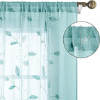 HOMEIDEAS Turquoise Aqua Sheer Curtains 52 X 63 Inches Length 2 Panels - Image 5