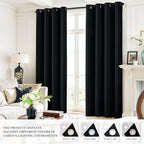 Yakamok 100% Blackout Curtains Black Room Darkening Thermal Insulated Window - Image 6