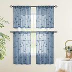HOMEIDEAS Stone Blue Sheer Kitchen Curtains 30 X 36 Inch Length 2 Panels - Image 7