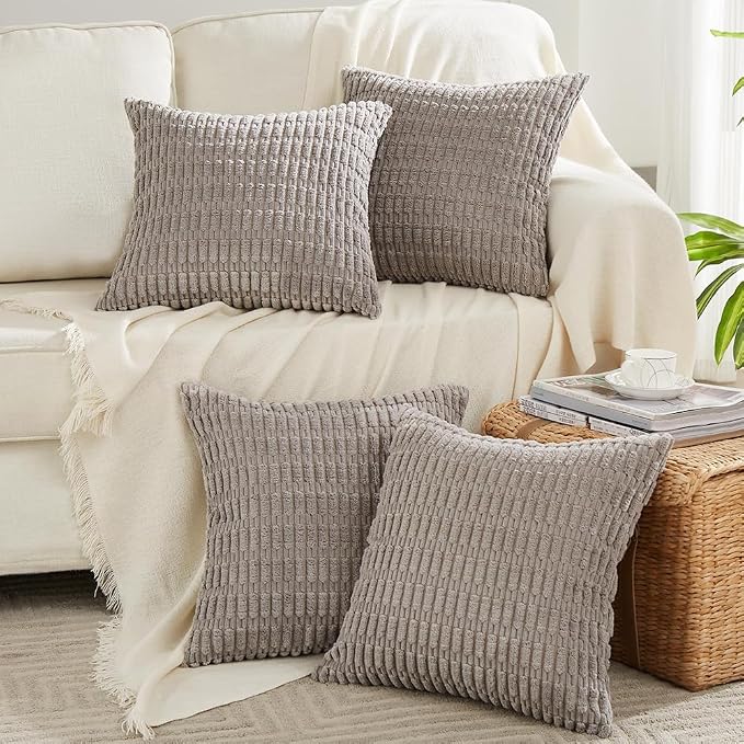 Fancy Homi 4 Packs Grey Decorative Throw Pillow Covers 20x20 Inch by Fancy+Homi