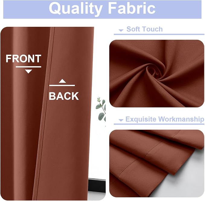 Simplebrand Ava Terracotta Short 36 Inches Blackout Curtain 2 Panels Set - Image 2