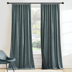 RYB HOME Dusty Blue Velvet Drapes by RYBHOME