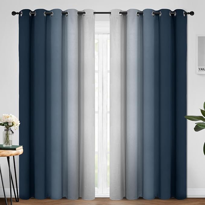 Yakamok Room Darkening Ombre Curtains 84 Inch Length, Light Blocking Grommet by Yakamok
