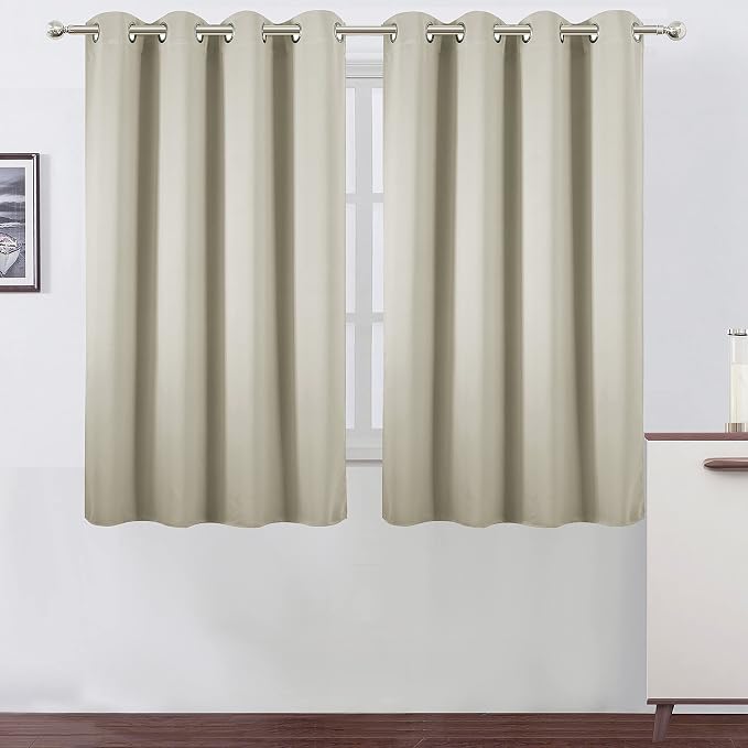 LEMOMO Light Beige Blackout Curtains/52 x 45 Inch Length Kids Curtains/Set of 2 by Lemomo