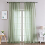Gwine Sheer Sage Green Curtains 96 Inches Long 2 Panels Set, Light Filtering by Gwine
