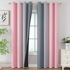Estelar Textiler Pink and Grey Blackout Curtains 108 Inches Long, Thermal by ESTELARTEXTILER