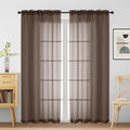 Chocolate Sheer Curtains for Window 72 inches Long 2 Panels Set, Soft Airy by Home