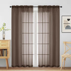 Chocolate Sheer Curtains for Window 72 inches Long 2 Panels Set, Soft Airy by Home