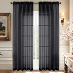 Aiyufeng Black Sheer Curtains 90 Inches Long, Light Filtering Rod Pocket Solid by Aiyufeng