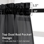 OVZME Black Sheer Curtains 78 Inches Long 2 Panels - Image 2