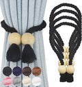 4 Pack Magnetic Curtain Tiebacks Cotton Hand Woven Tie Back Decorative Rope by CurtianTiebacks