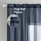 MIULEE 2 Panels Navy Blue Sheer Curtains 84 inches Long Window Curtains Rod - Image 2