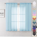 Lecloud Solid Voile Sky Blue Sheer Curtains 63 Inch Length 2 Panels, Dual Rod by Lecloud
