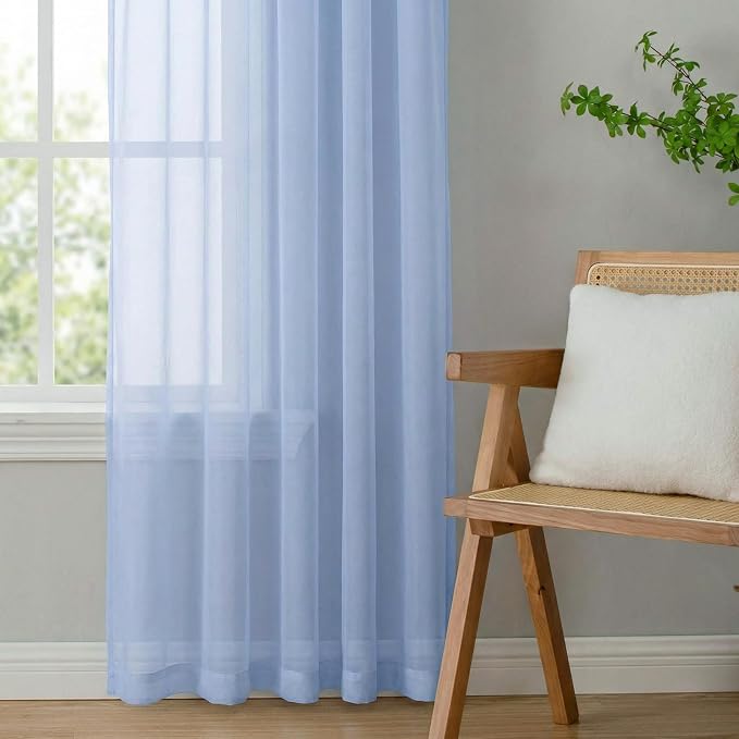 OWENIE Short Sheer Curtains for Bedroom Living Room 54 Inch Length 2 Panels Set - Image 6