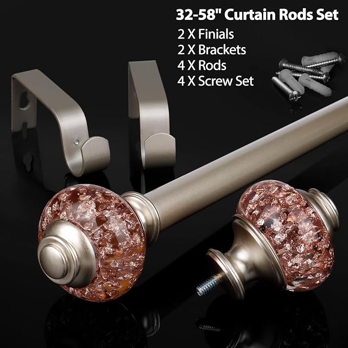 Curtain Rods 32 to 58 Inches, USFOOK 7/8 InchTelescoping Splicing Drapery Rods - Image 7