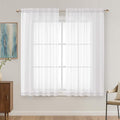 OVZME White Sheer Curtains 63 Inches Long 2 Panels Set, Light Filtering Sheer by OVZME
