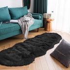 Latepis Black Runner Rugs 2x6 Faux Sheepskin Fur Rug by Latepis