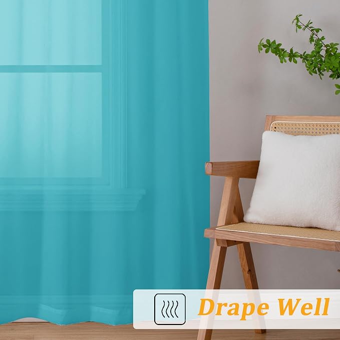 Gwine Turquoise Valances for Windows, Small Light Filtering Rod Pocket Cafe - Image 7