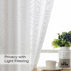 Simplebrand Semi Sheer White Curtains 63 Inch Length 2 Panels, Light Filtering - Image 2