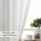 Simplebrand Semi Sheer White Curtains 96 Inches Long 2 Panels, Light Filtering - Image 2