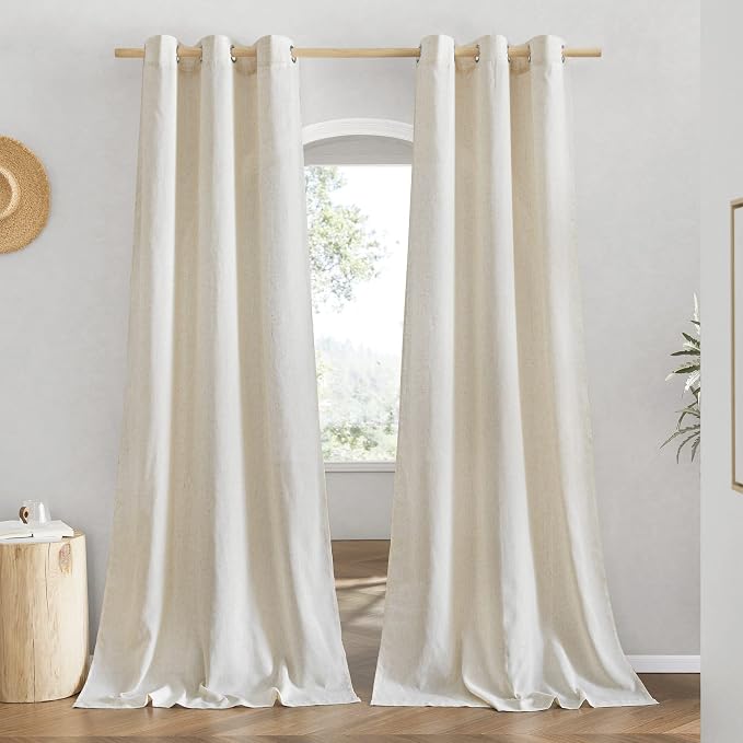 NICETOWN Boho-Chic Linen Curtains 84 inch Long 2 Panels Set, Grommet Thick by NICETOWN