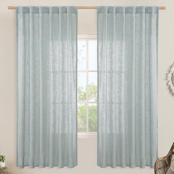 LAMIT Linen Blended Curtains for Bedroom, Faux Linen Textured Light Filtering by LAMIT