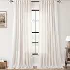 2 Panels Set Cream Linen Curtains 108 inches Long by Jolilight