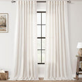 Natural Linen Curtain 102 inch Long 2 Panels Set Back Tab Light Filtering by Jolilight