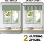 OWENIE Bob Valance Curtains 18 Inch Length 1 Piece, Faux Linen Slub Solid Green - Image 6