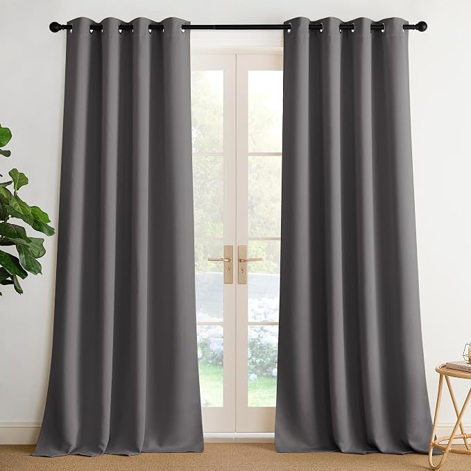 NICETOWN Room Darkening Draperies Curtains Panels, 2 Panels Grey W52 x L90 by NICETOWN