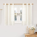 LAMIT Cream Linen Sheer Curtains 54 Inch Length 2 Panels Set, Short Linen by LAMIT