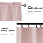 OWENIE Bob Valance Curtains 18 Inch Length 1 Piece, Faux Linen Slub Solid Blush - Image 4