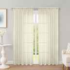 OWENIE Cream Sheer Curtains 72 Inches Long 2 Panels Set, Transparent Voile by OWENIE