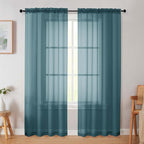 Dusty Blue Sheer Curtain for Bedroom Living Room 78 Inches Long 2 Panels Set by WelvetBLK