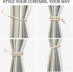 Hion 6 Pcs Boho Curtain Tiebacks, Wood Beads Curtain Holdbacks, Outdoor - Image 4