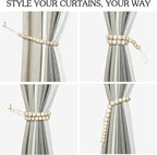 Hion 2 Pcs Boho Curtain Tiebacks, Wood Beads Curtain Holdbacks, Outdoor - Image 4