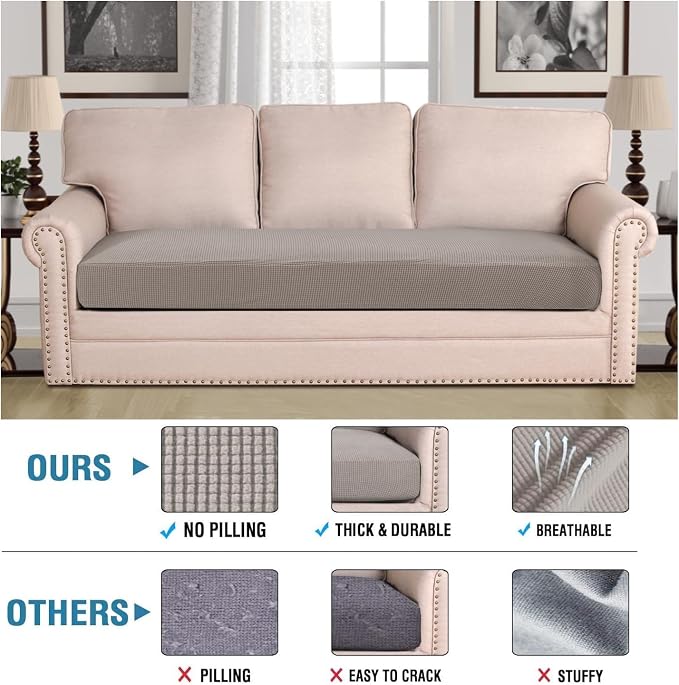 H.VERSAILTEX Super Stretch Individual Seat Cushion Covers Sofa Covers Couch - Image 2