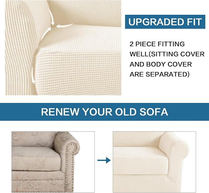 H.VERSAILTEX 2 Piece Couch Cover Stretch Stylish Chair Cover Furniture - Image 6