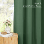 NICETOWN Flax Linen Olive Green Curtains 108 inches Long, Grommet Privacy Semi - Image 3