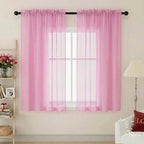 Sheer Pink Curtains for Bedroom Living Room 63 Inch Length 2 Panels, Airy Soft by WelvetBLK