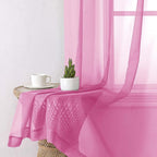Lecloud Hot Pink Sheer Curtains 54 Inch Length 2 Pcs, Solid Color Voile Modern - Image 6