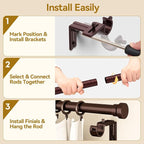 YaFex Curtain Rods 32-58 Inch, Heavy Duty 1 Inch Adjustable Curtain Rod - Image 8
