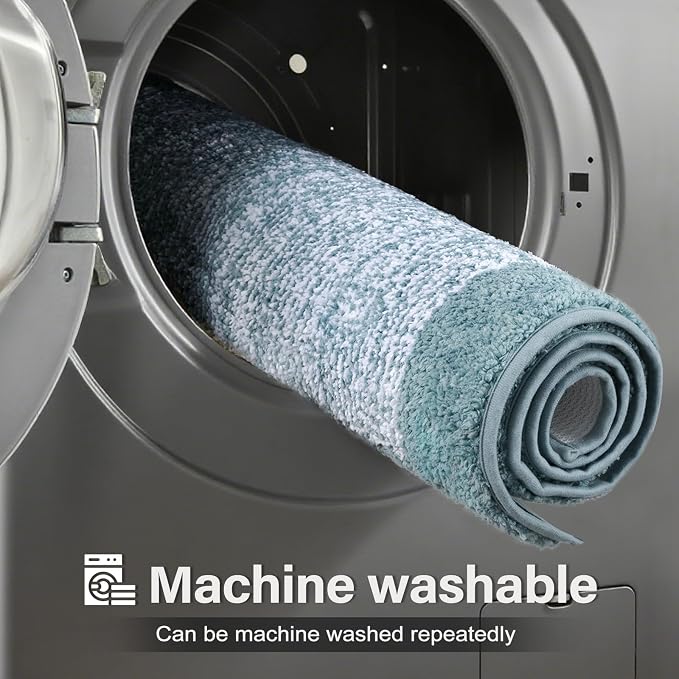 48x32 Large Bathroom Rugs Washable Non Slip, Dusty Blue Bath Mat - Image 9