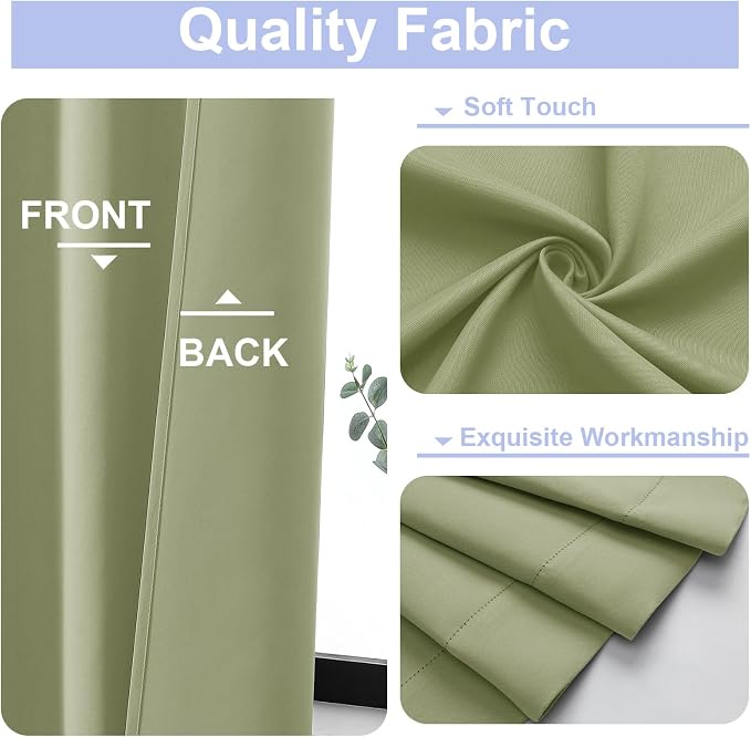 Simplebrand Ava Sage Green Short 30 Inches Blackout Curtain 2 Panels Set - Image 4