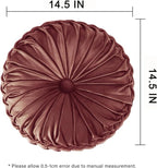 HIG Set of 2 Decorative Round Pleated Throw Pillows, Classy Accent Pumpkin - Image 4