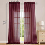 OWENIE Sheer Curtains 2 Panels Set - Image 4